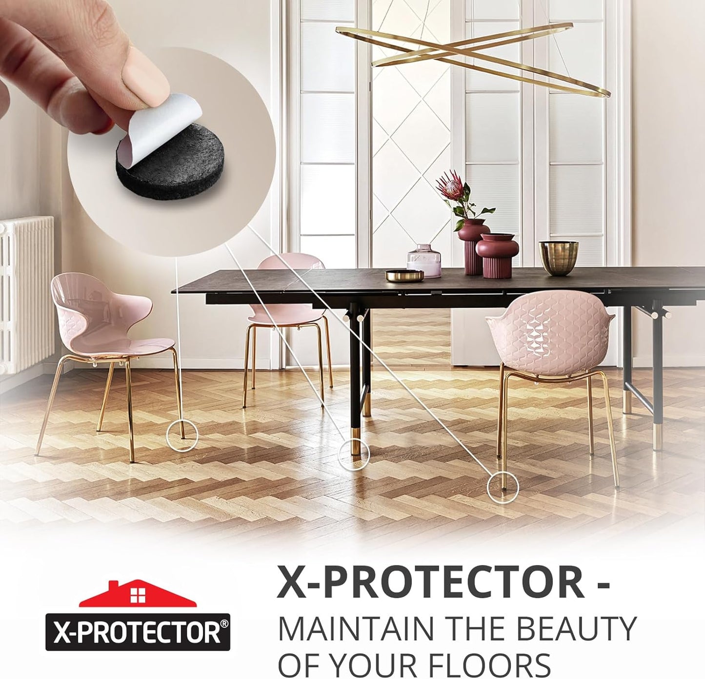 Felt Furniture Pads 235 PCS X-Protector! Huge Quantity of Black Furniture Pads for Hardwood Floors with Many Big Sizes – Your Ideal Wood Floor Protectors for Furniture.