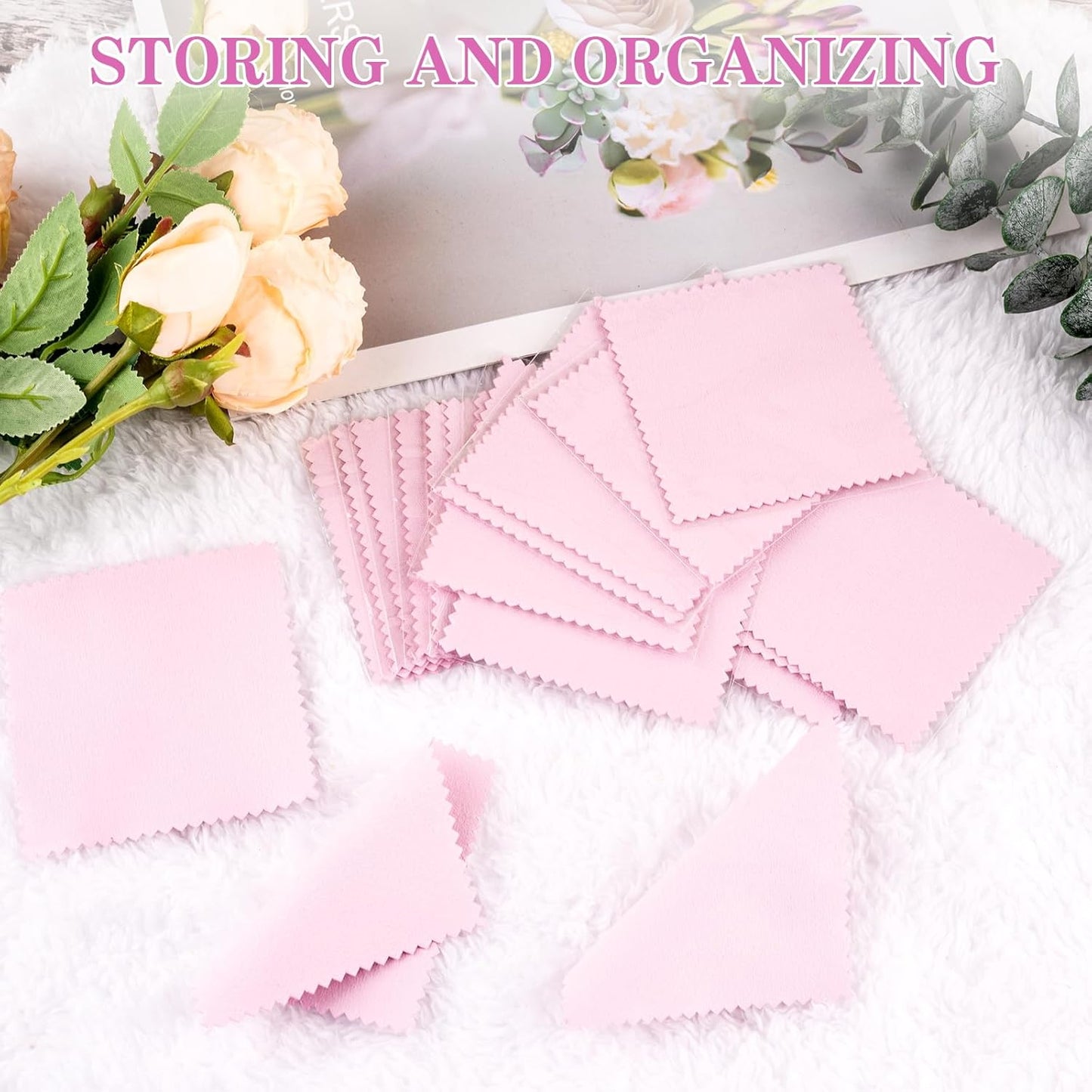 100 Pack Jewelry Polishing Cloth, 3.15" x 3.15" Pink Cleaning Cloths, Small Silver Cleaning & Polishing Cloth for Jewelry, Individually Wrapped.