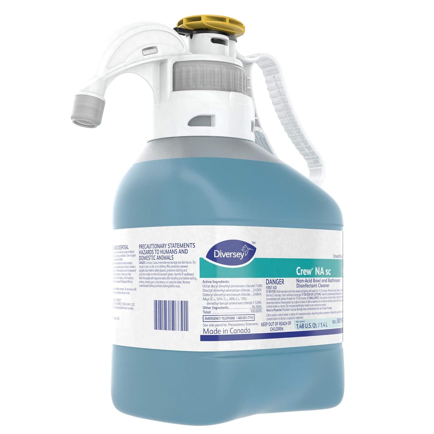 Diversey Crew Non-Acid Bowl And Bathroom Disinfectant Cleaner, Floral, 47.3 Oz, 2/carton