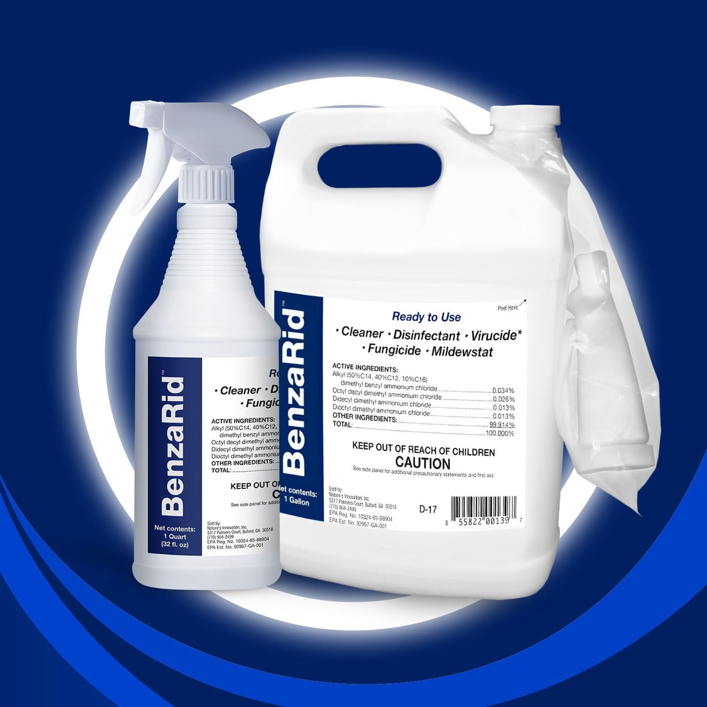 Pro Mold Killer Fungicide Disinfectant including Aspergillus Niger (Black Mold) H5N1 Pack | Multi-Purpose Fungicide, Mildewstat, Disinfectant, Virucide | EPA Reg. 1 Gal + 32 oz.