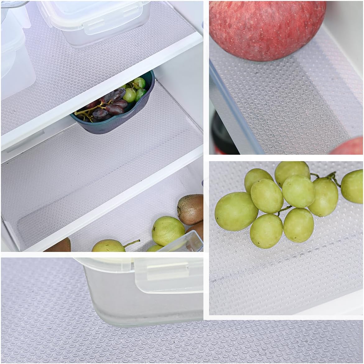 BOPART 12Pcs Refrigerator Liners Washable Fridge Shelf Liners Refrigerator Mats for Freezer Glass Shelves Kitchen Cabinets Cupboards Drawers (17.7" x 11.4")