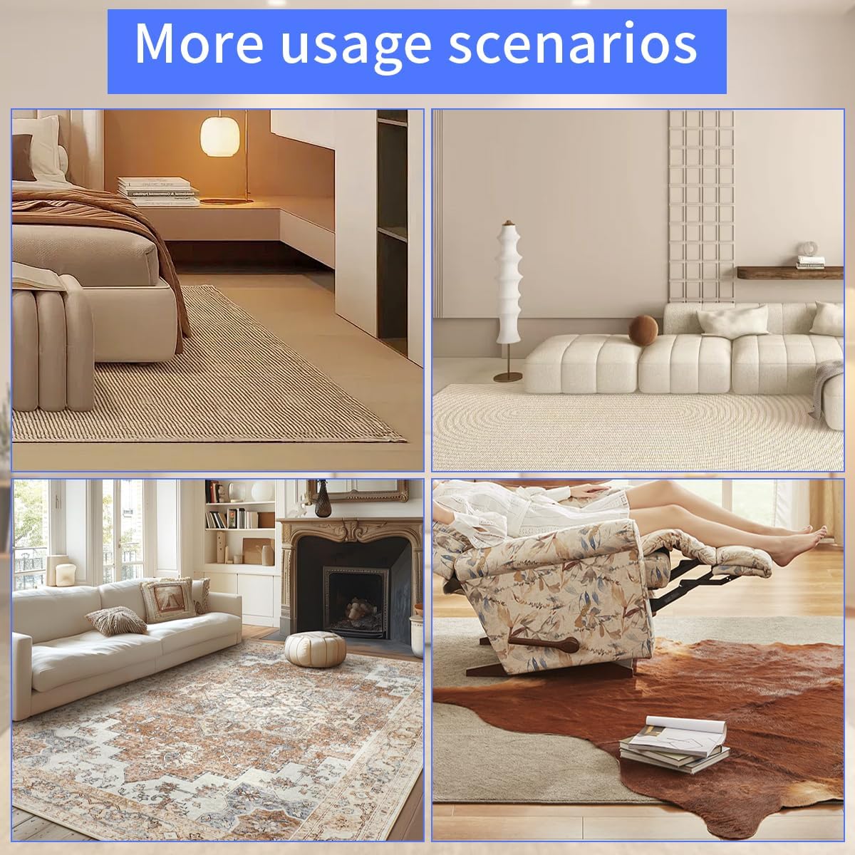 Extra Large Area Rug Cushioned Carpet Pad, 6x9 Ft, Thick Felt Pad for All Floors, Keeps Rug in Place Soft