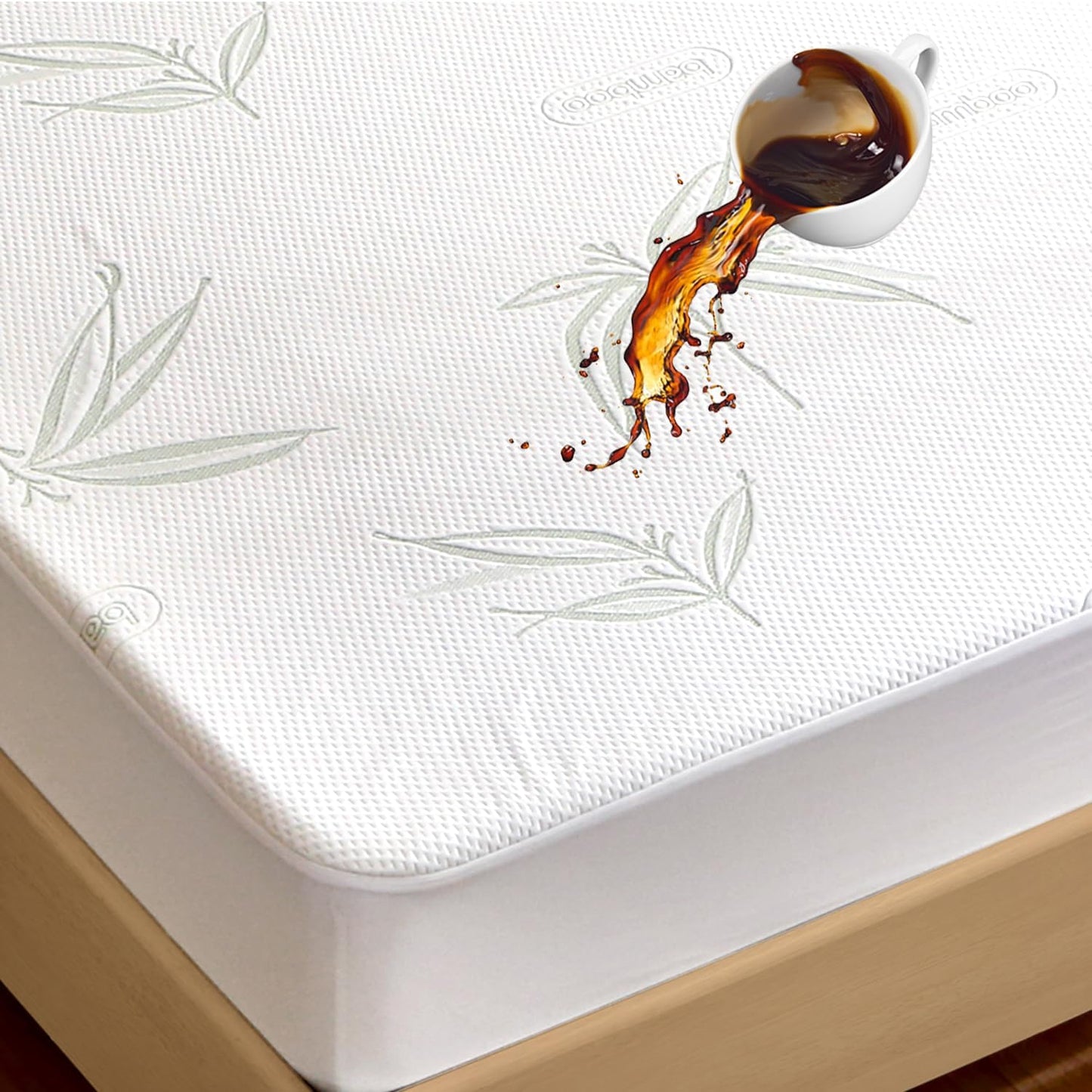 California King Mattress Protector Waterproof Mattress Pad Washable Bamboo Rayon Mattress Cover Breathable Noiseless Bed Protector 5" - 21'' Elastic Fitted Deep Pocket