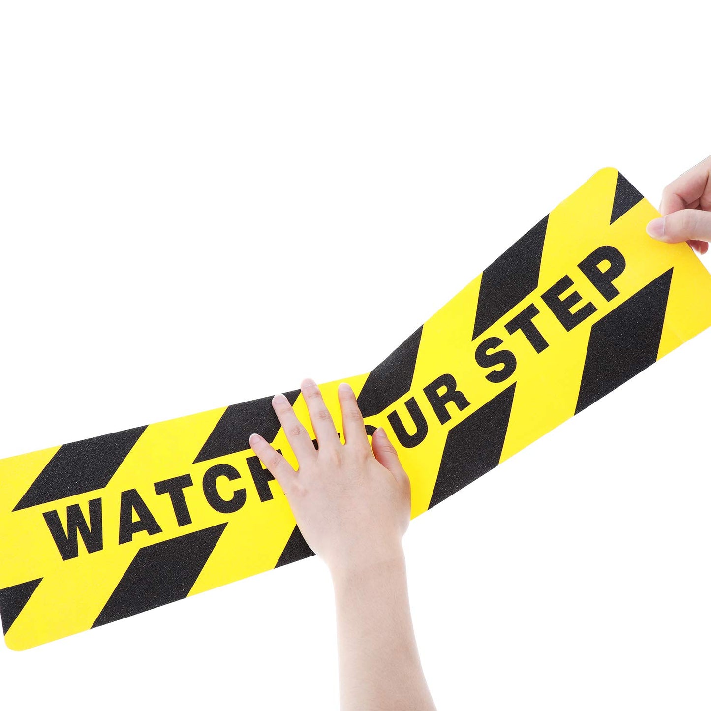 Boao 4 Pieces Watch Your Step Stickers Sign 6 x 24 Inch Caution Watch Your Step Floor Decals Warning Sticker Adhesive Tape Anti Slip Abrasive Tape for Workplace Safety Wet Floor Caution