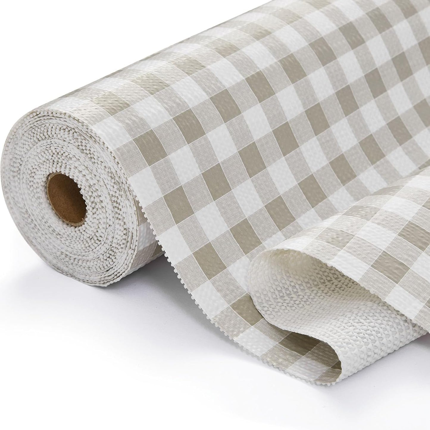 Drawer Shelf Liner, Non-Slip Kitchen Cabinet Liners Non-Adhesive Thick Strong Grip Waterproof Mats Protect Dresser Shelves Cupboard Bathroom Cabinets, Green Plaid, 17.5 in X 20 FT