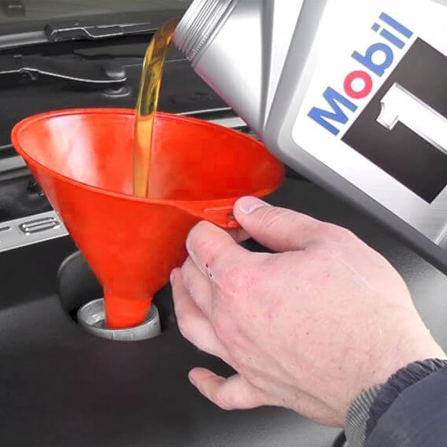 DEDC Oil Funnels, Plastic Gas Funnels Set for Car, Automotive, Kitchen, Mini Small Large Red (8pcs)