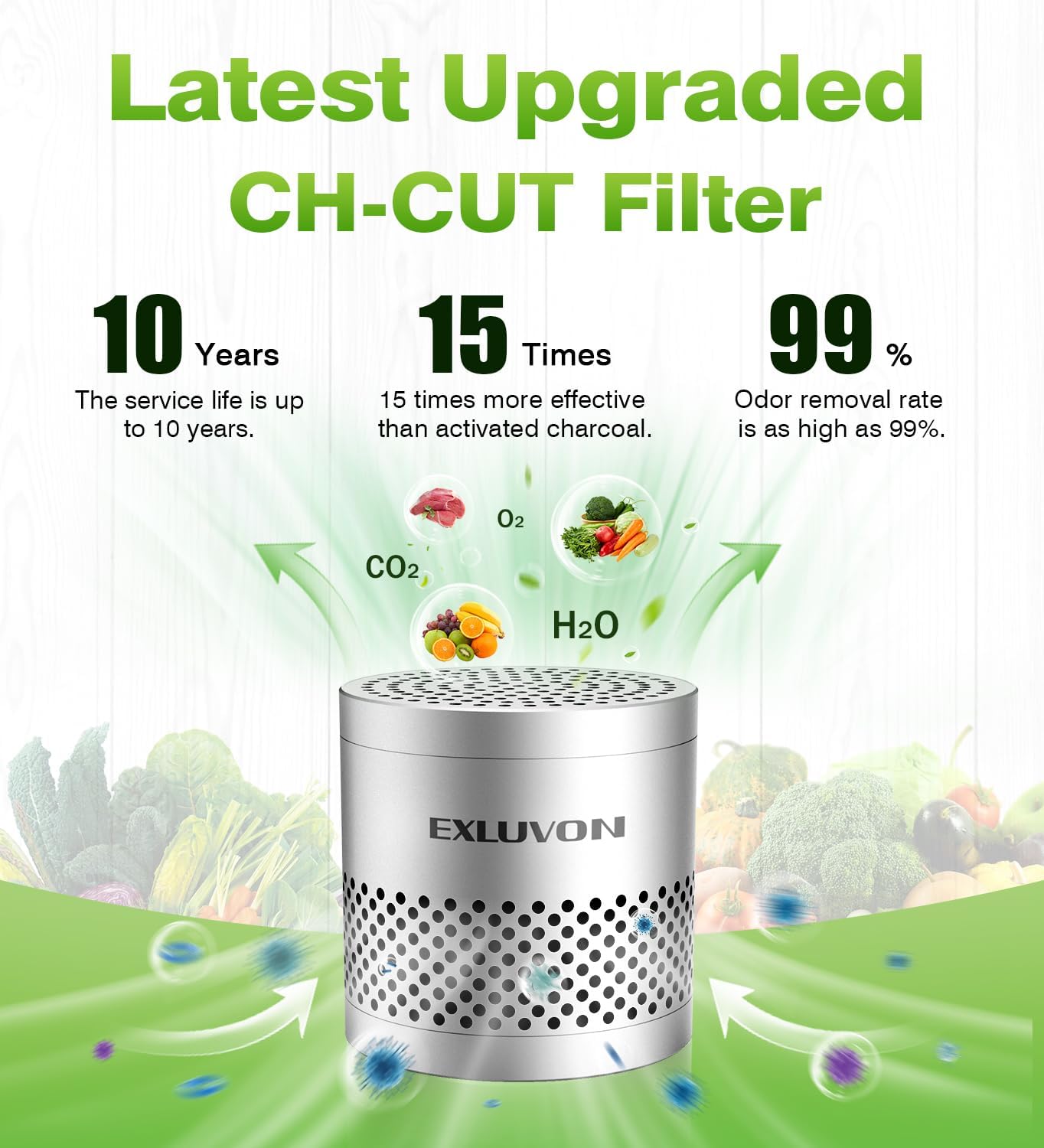 Fridge Deodorizer, Lasts for 10 Years Refrigerator Deodorizer Odor Eliminator,Travel Size Air Purifiers, More Effective Than Baking Soda Bamboo Charcoal Air Purifying Bag, Silver
