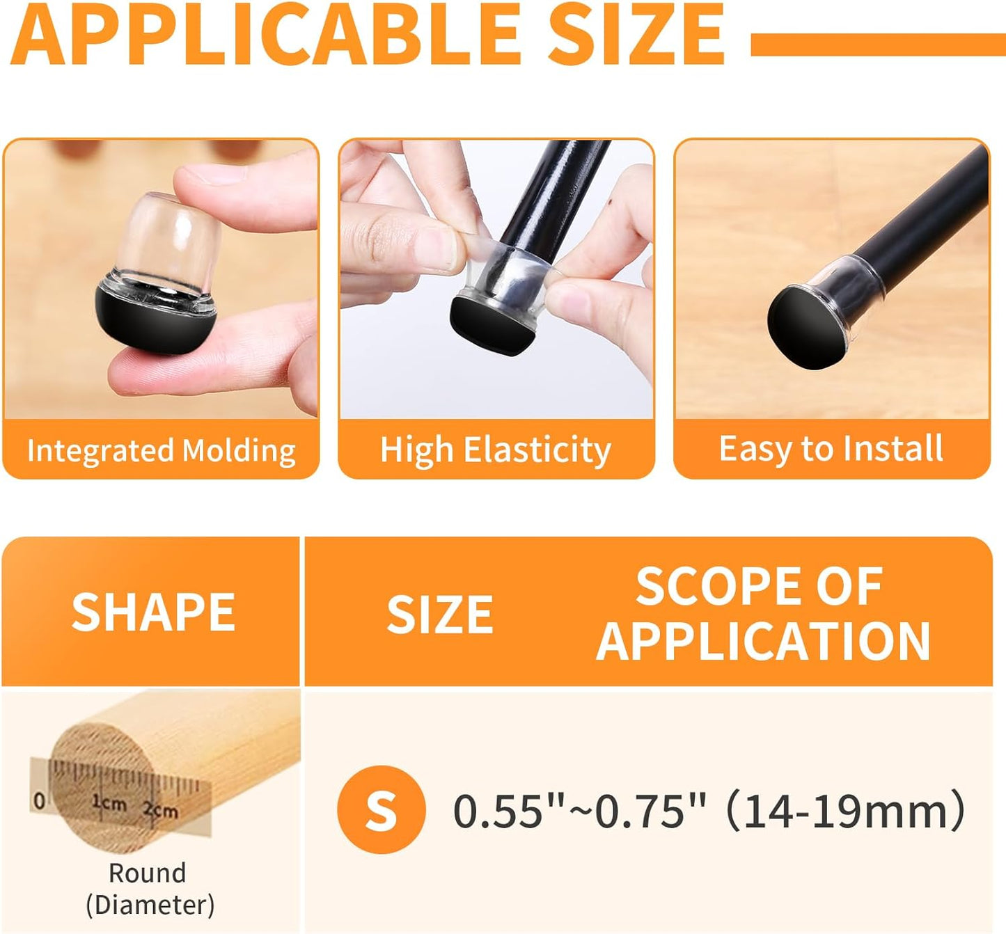 Ezprotekt 24 Pcs Extra Small Clear Chair Leg Sliders for Carpet, Round Teflon Furniture Pads for Rug Glides Easily Without Scratches - for Table, Couch, Patio Chair Legs (S Fit: 0.55" to 0.75")