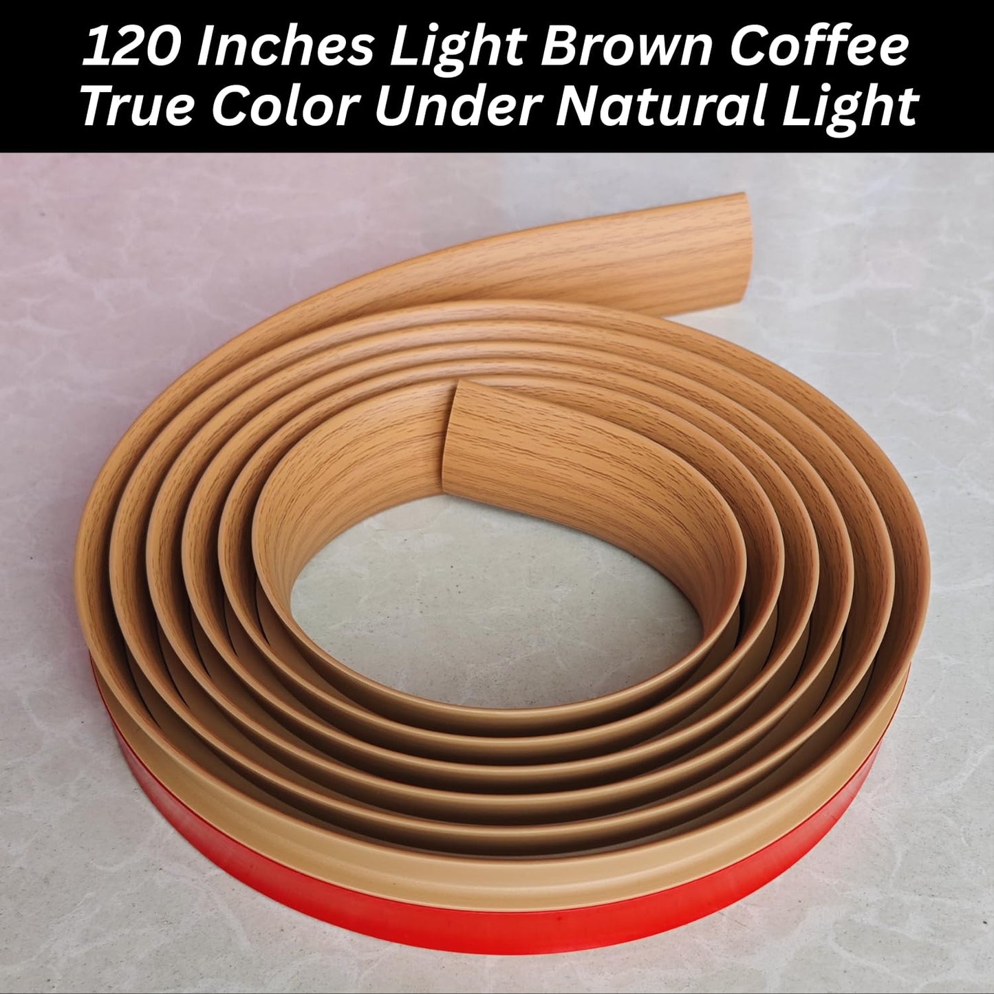 1/5 inch Height Floor Transition Strip, Self Adhesive Carpet Wood Tile Vinyl Flooring Laminate Transition Cover Edge Trim Gap Doorway Threshold for Uneven Floors (120 inches, Light Brown Coffee)