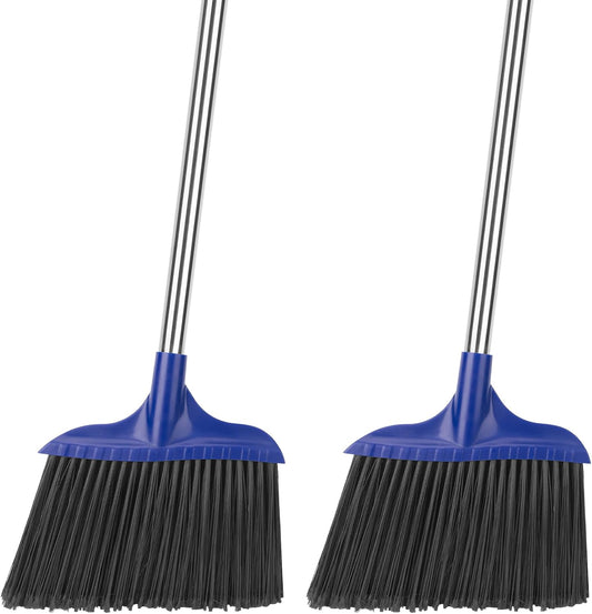 Kefanta 2 Pack Heavy Duty Broom Indoor/Outdoor Commercial Brooms Angle Broom 53 inches for Courtyard Garage Restaurant Lobby Patio Shop Home Kitchen Office Floor
