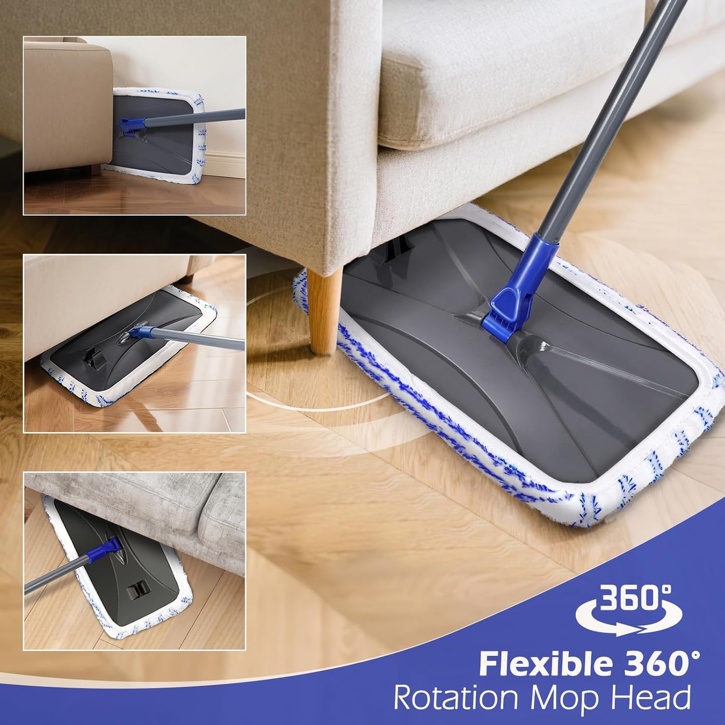 Masthome Microfiber Mop,Large Surface Flat Mop with 5 Reusable Pads,Hardwood Floor Mops for Dry and Wet Use,Microfiber Mops for Floor Cleaning-1 Cleaning Scraper Included