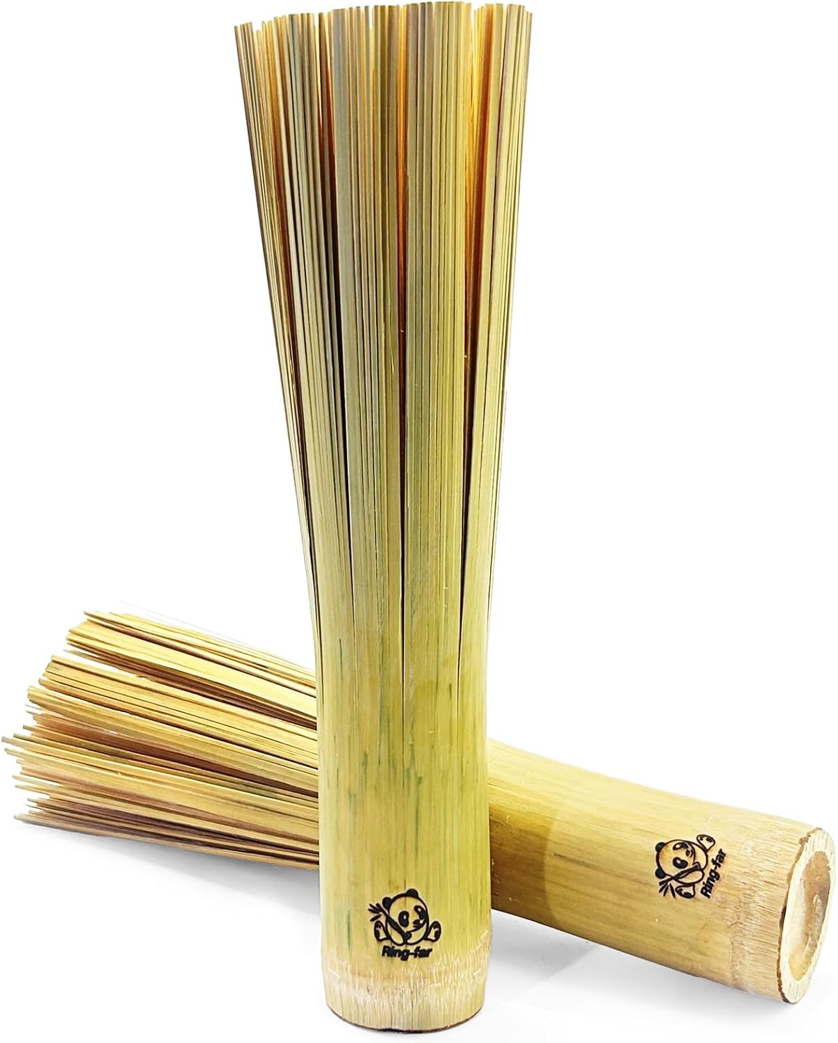 Bamboo Wok Brush 2 Pack – Handmade Natural Scrubbers for Carbon Steel & Cast Iron, 100% Bamboo, No Metal, Eco-Friendly Kitchen Cleaning Brushes for Woks, Pans, Dishes, Teapots(for All Pots)