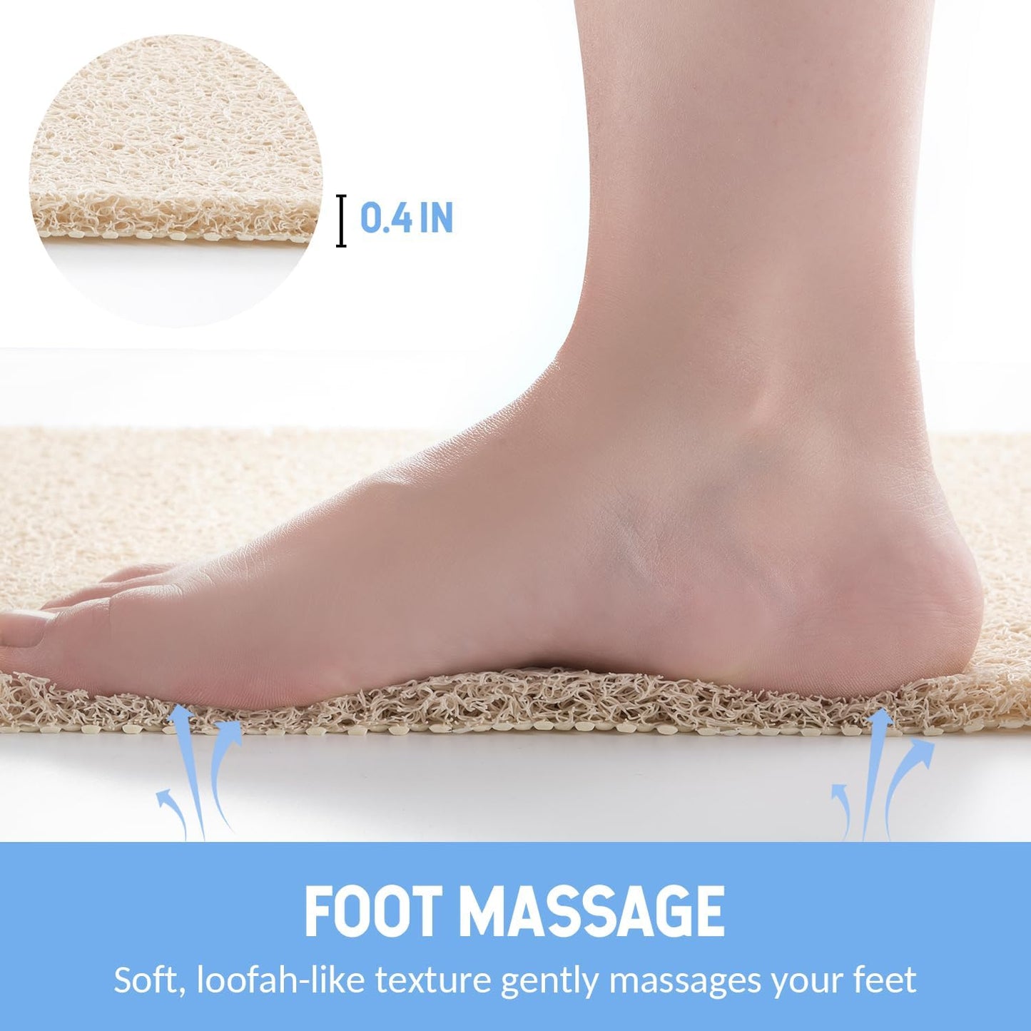 Non Slip Bathtub Mat - Anti Slip Shower Mat, Quick Drying, Foot Scrubber, Anti Slip for Tub, Floor, Bathroom, Home, Kitchen, Hotel (Beige 32'x17')