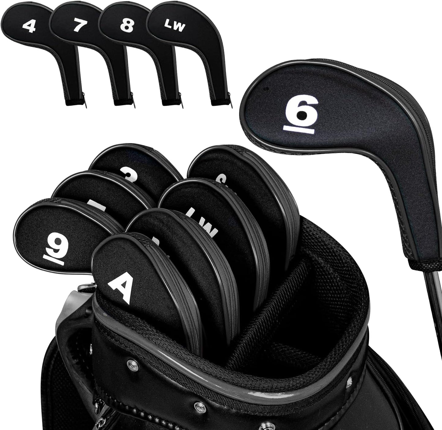 Golf 12pcs Thick Synthetic Golf Iron Head Covers Set Headcover Fit All Brands Callaway Ping Taylormade Cobra Etc. Also Custom Name