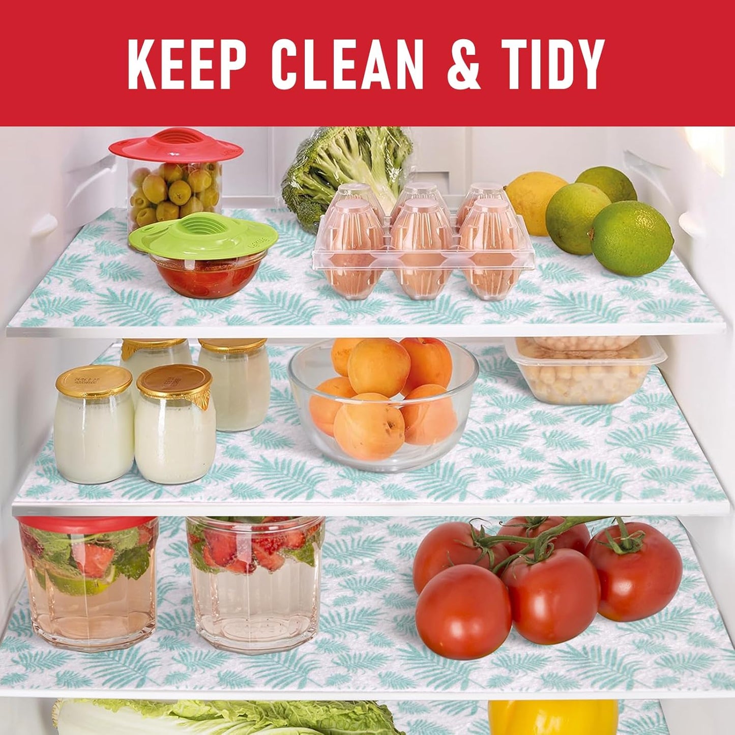 Cooyes 12 Pack Refrigerator Shelf Liners for French Door Fridge, 17.7" × 36" Extra Large, Non-Slip Fridge Mats Machine Washable, Refrigerator Drawer Liner for Glass Shelves Kitchen Cabinet