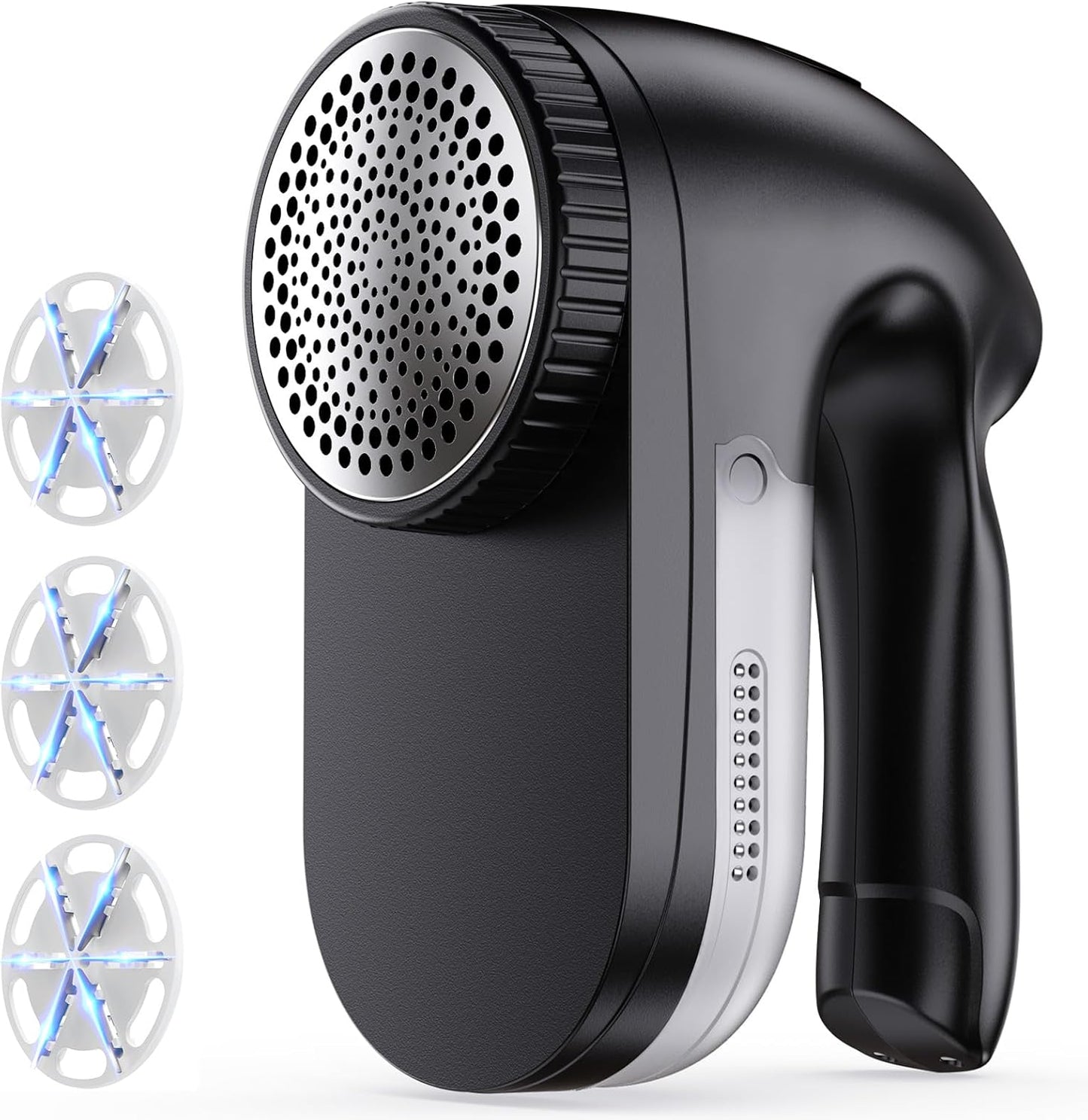 IPX6 Waterproof Washable Electric Fabric Shaver and Lint Remover, Rechargeable Sweater Defuzzer with 3 Free Extra Blades, Quickly and Effectively Remove Fluff,Fuzz,Bobbles for Clothes, Dark Black