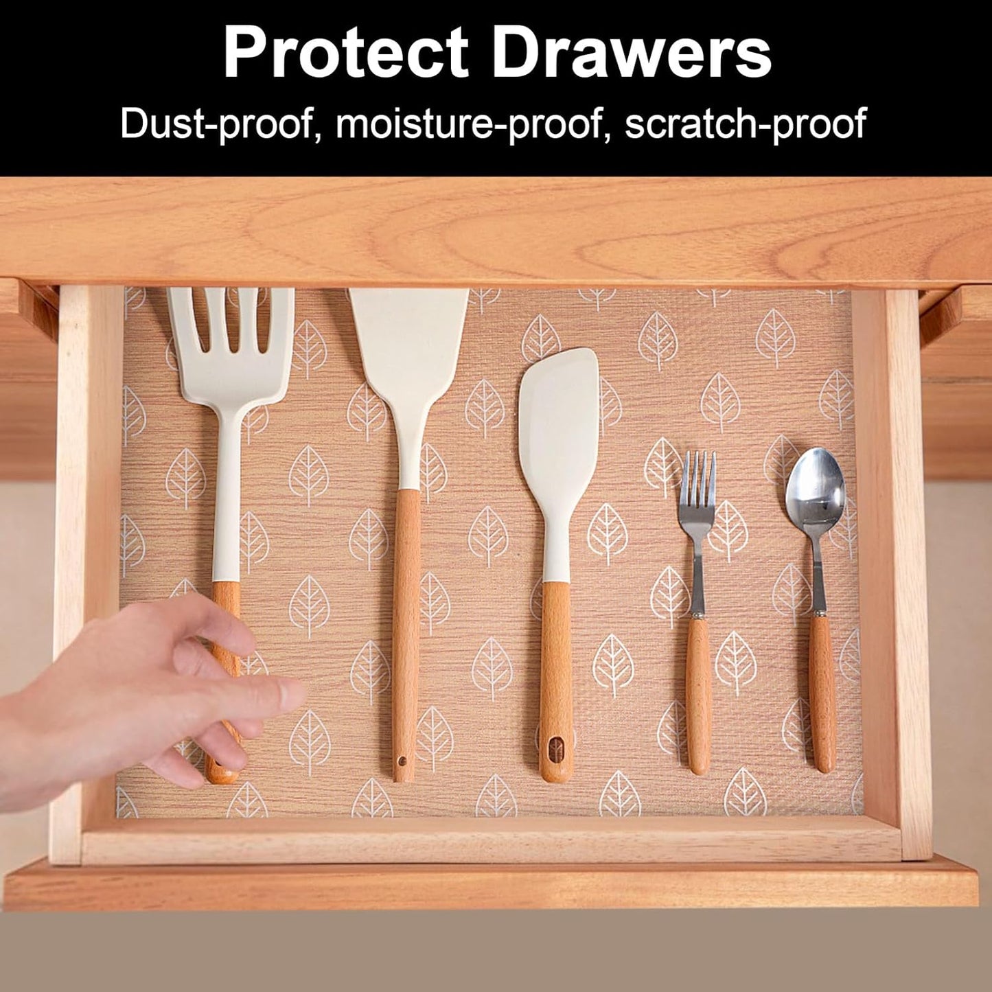 Cooyes Shelf Liners for Kitchen Cabinets, Waterproof and Oil-Proof Kitchen Cupboard Liner, Refrigerator Liners and Plastic Drawer Mats EVA Non Adhesive Shelves