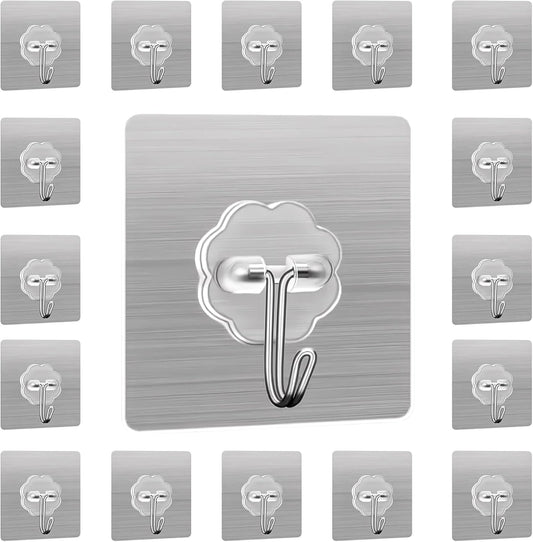 Heavy Duty Adhesive Wall Hooks - 20 Pack 28lb(Max) 2.36 x 2.36 Inches Can be Use for Office Decor, Bathroom, Home & Kitchen Improvement Indoor and Outdoor