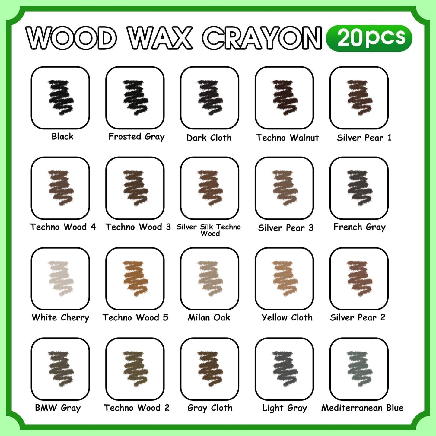 Furniture Markers Touch Up, 20 Colors Wood Filler Sticks, Wood Wax Crayons for Repairing Scratches, Scuffs, Cracks, Holes on Furniture, Floors, Cabinets, Tables, and Doors - Tech Wood Series