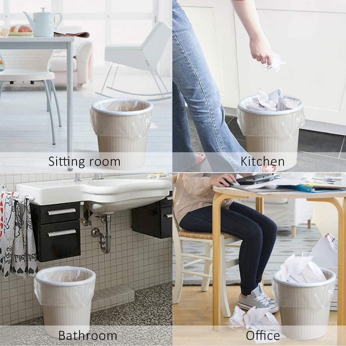 100 Count 4 Gallon Small Biodegradable Trash Bags 20L Leakage-Free Waste Basket Trash Bags Compost Garbage Bag Trash Can Liners for Kitchen, Restaurant, Office, Bedroom, Bathroom