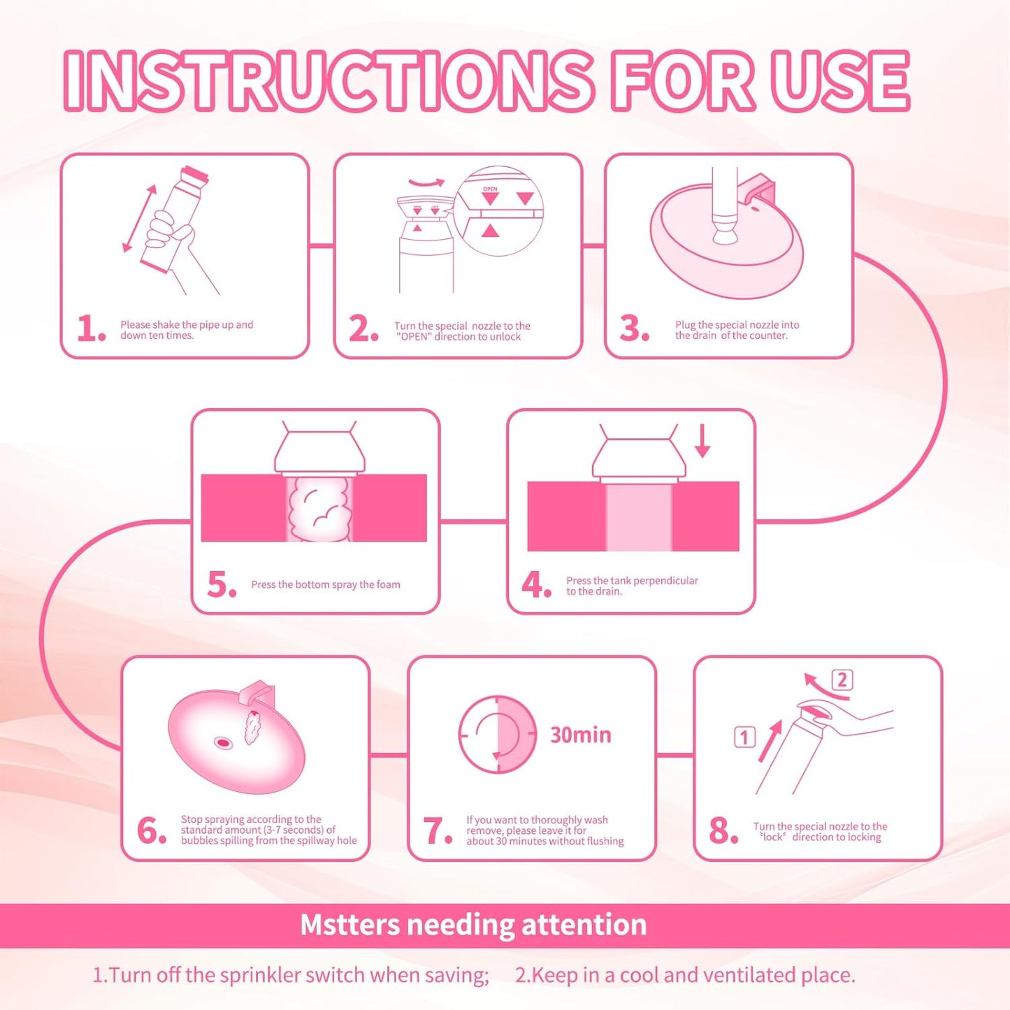 Foam Drain Cleaner, Drain Sink Cleaner and Deodorizer, Clog Remover for Kitchen, Sinks, Tubs (2 Pcs)