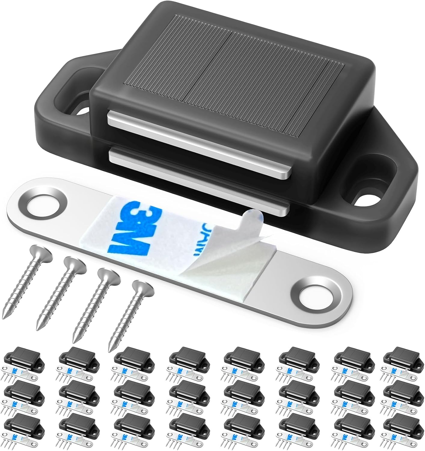 Cabinet Magnetic Catch Door Latch 30LB for Kitchen Drawer Magnets to Stay Closed Magnetic Catch Closet for Drawer（Black 24 Pack）
