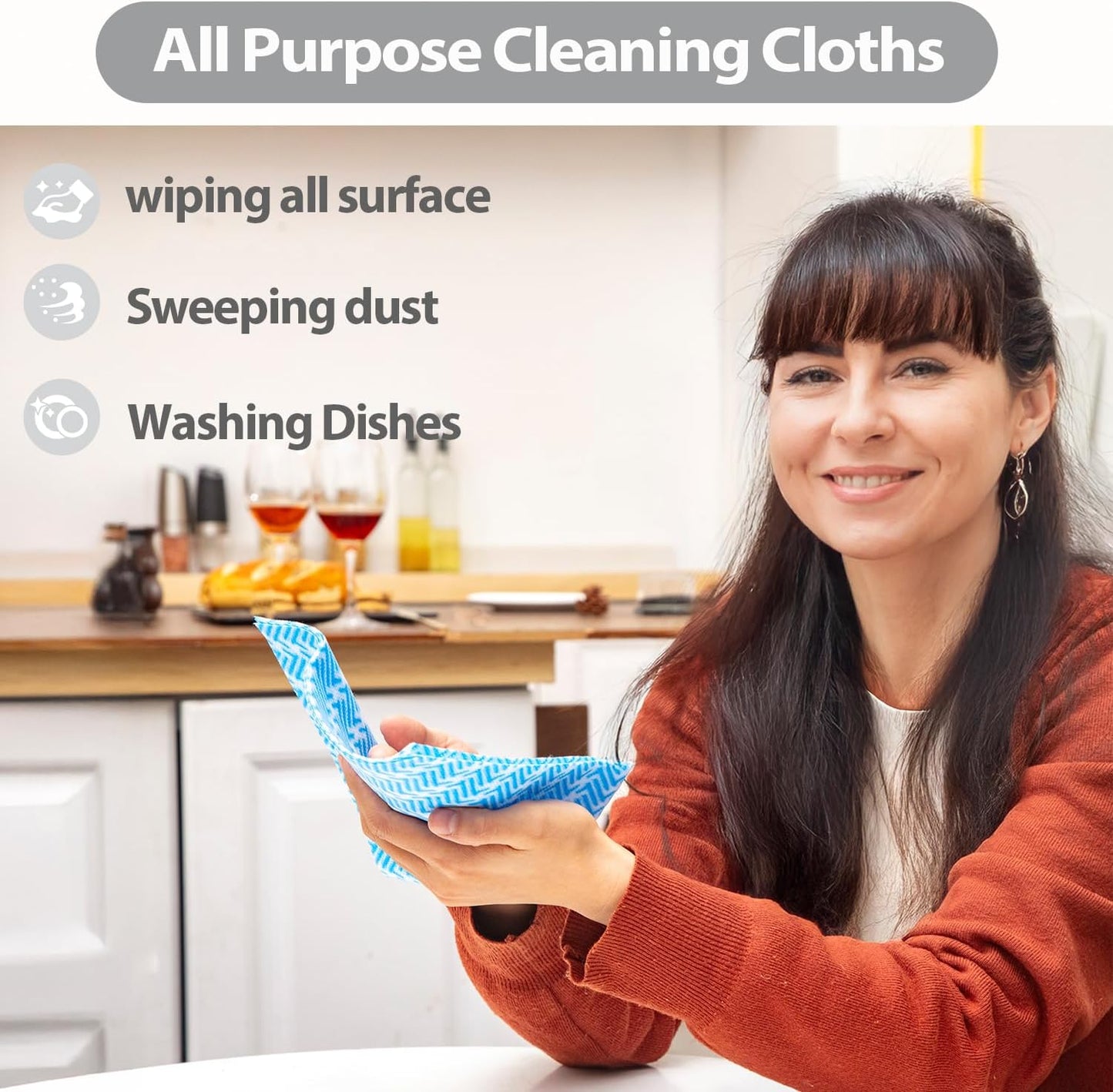 Disposable Cleaning Cloths Dry Handi Wipes Reusable Dish Cloths Multi Use Reusable Cleaning Towels,Machine Washable J Cloth,Heavy Duty Handy Wipes 13.7" X 15.7" 80 Count