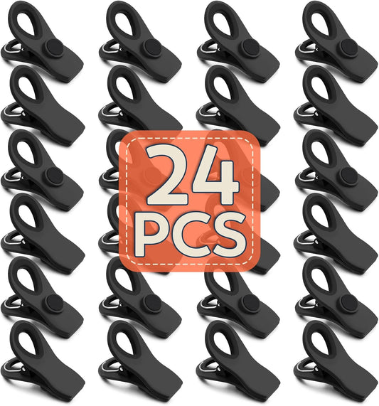 FINDMAG 24 Pack Magnetic Chip Clips for Food Storage, Plastic Bag Clips with Strong Magnet for Fridge, Snack Bags, Chips, and Kitchen Use (Black)