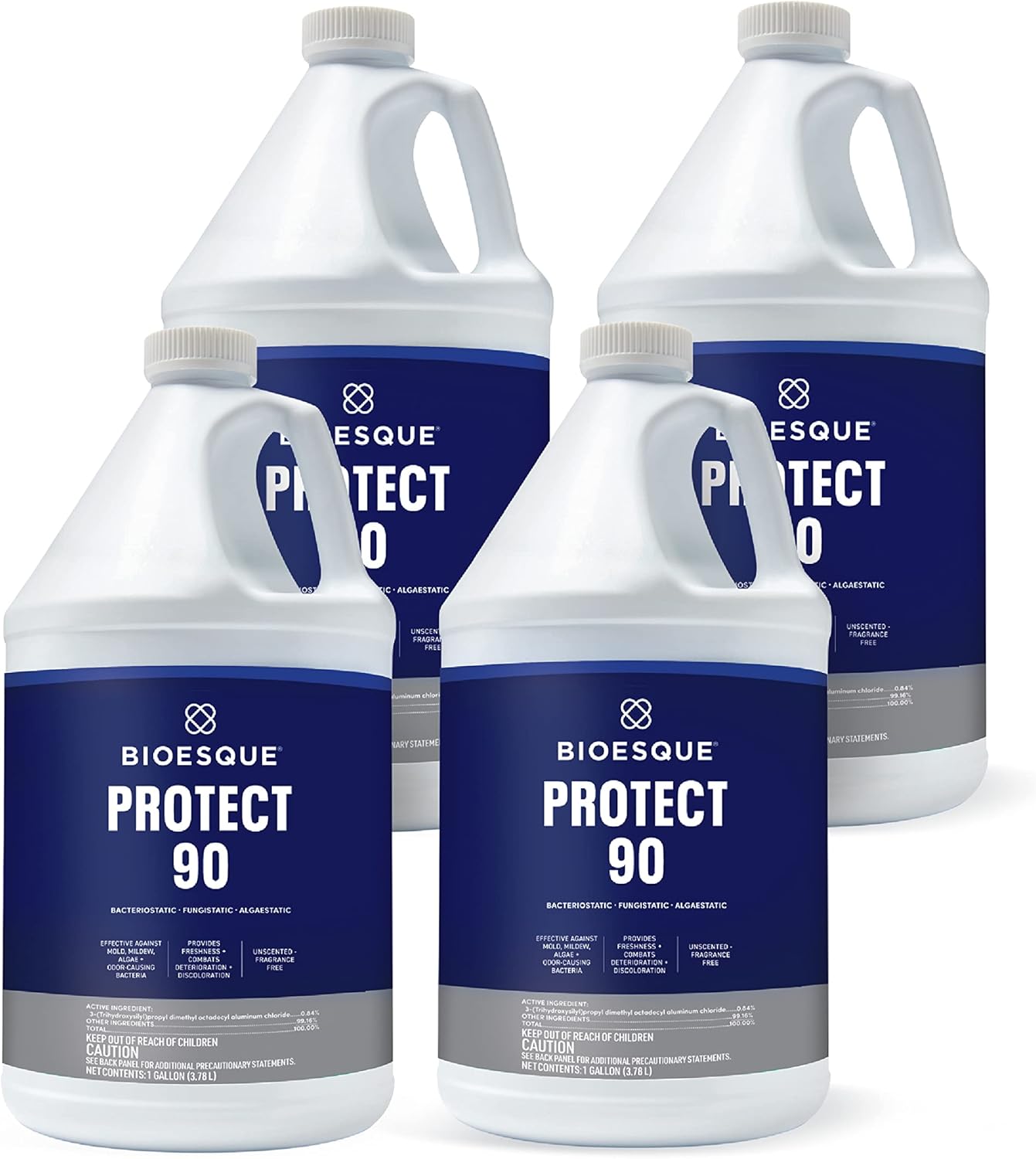 Bioesque Protect 90, Heavy Duty Bacteriostatic, Fungistatic, Algaestatic Formula, Effective Against Mold, Mildew, Algae, & Odor Causing Bacteria, 1 Gallon (Pack of 4)