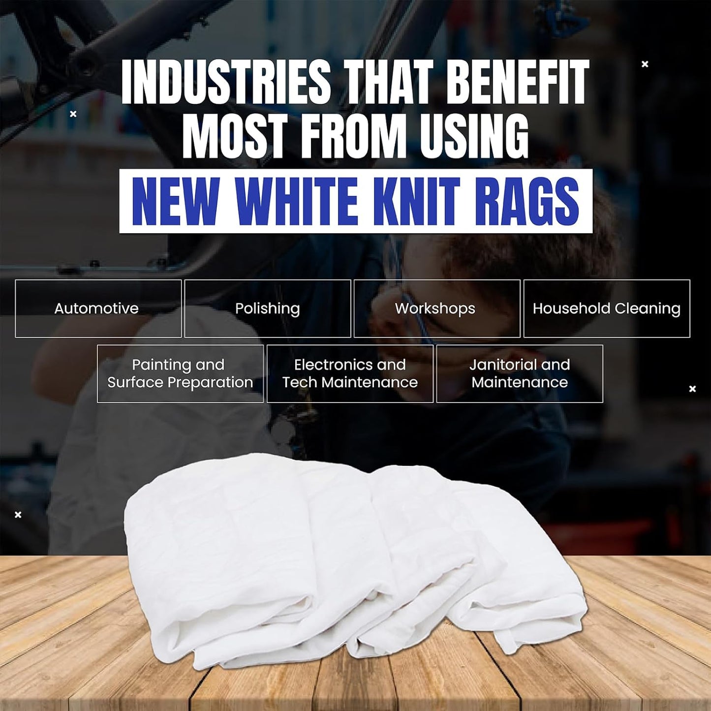 Premium White T-Shirt Cleaning Rags (50 lbs. Bag of Rags) – White Cotton Rag for Cleaning, Staining, Painting, Oil, Grease & Dust Removal – Shop Rags Bulk