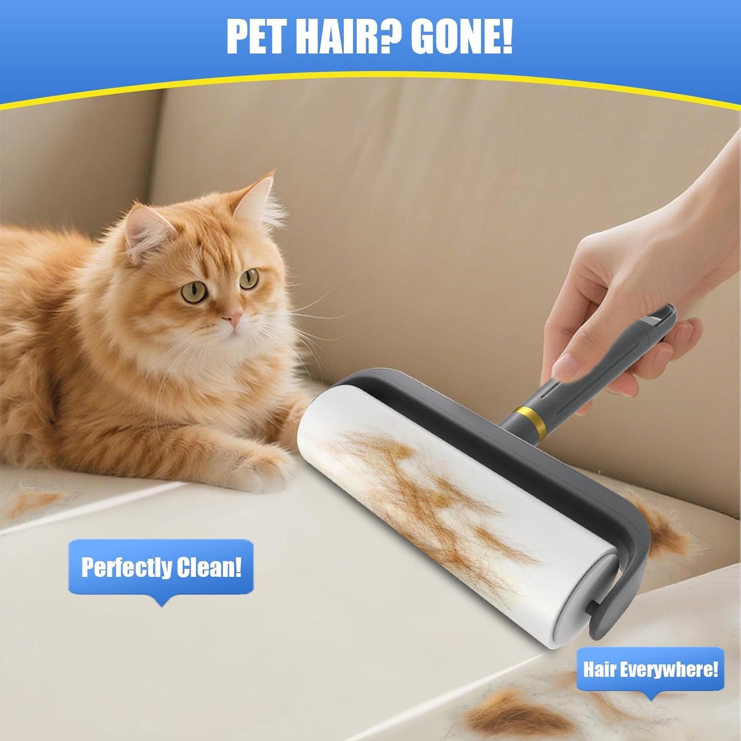 COBETE Large Surface Lint Rollers for Pet Hair Extra Sticky, 500 Sheets Mega Value Set, Dog and Cat Lint Remover for Clothes, Couch, Furniture