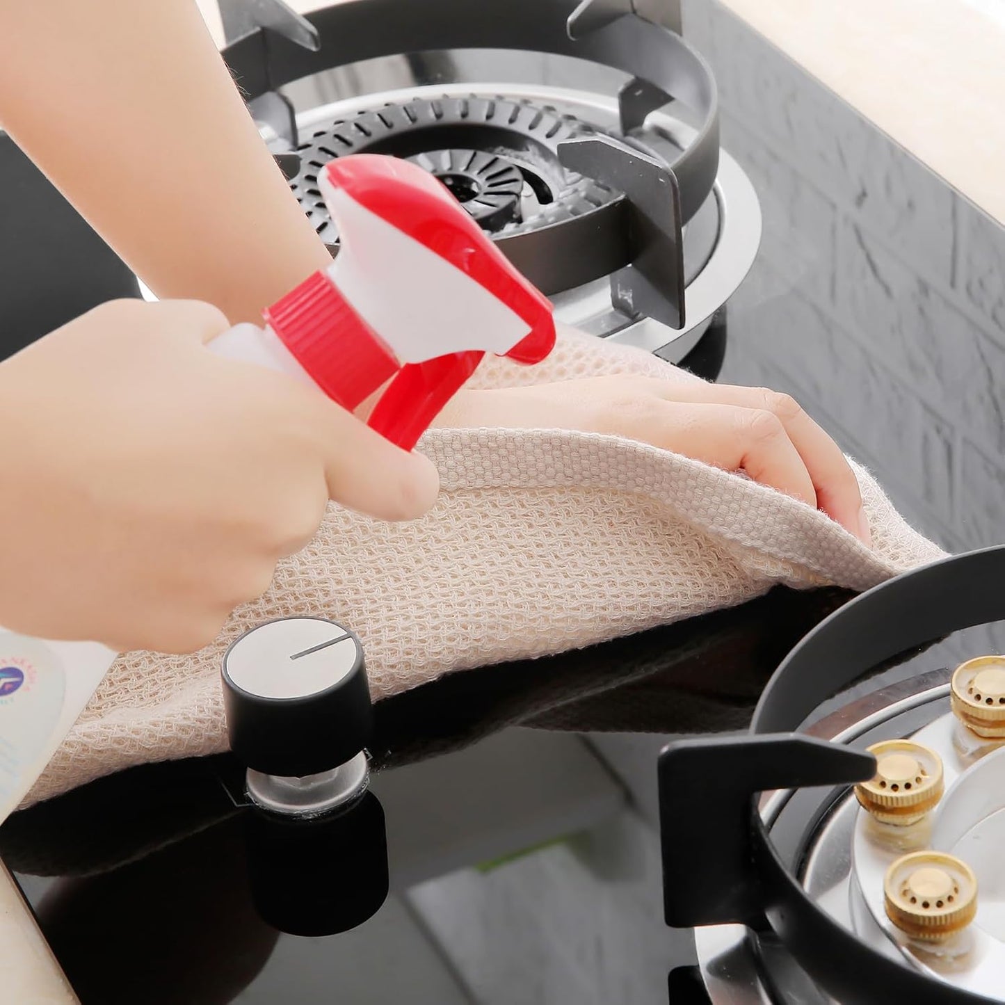 Homaxy 100% Cotton Waffle Weave Kitchen Dish Towels, Ultra Soft Absorbent Quick Drying Cleaning Towel, 13 x 28 Inches, 6-Pack, Beige