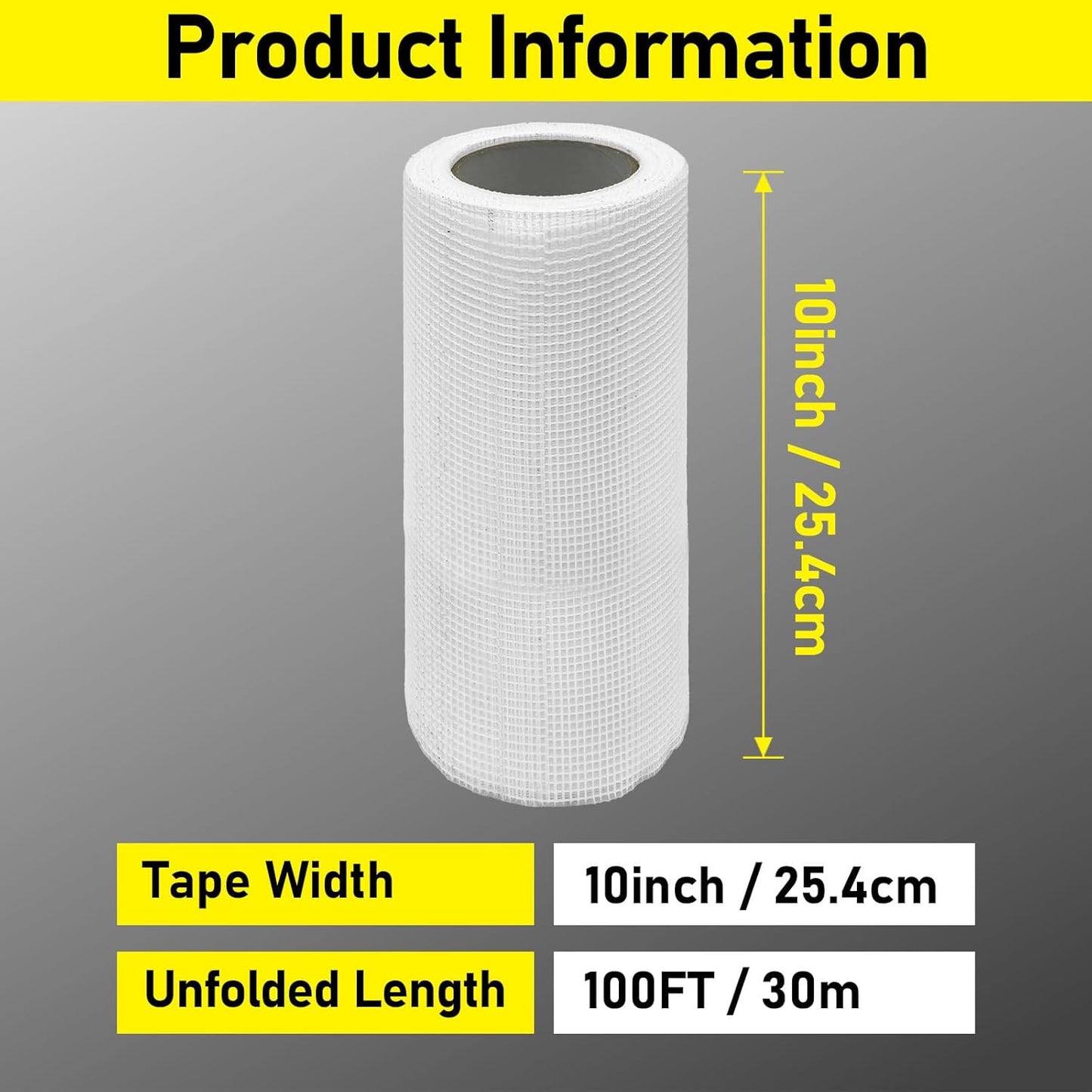 10" 100 Feet Drywall Joint Tape, Self-Adhesive Encrypted Fiberglass Drywall Repair Mesh Tape for Wall Cracks and Seam Patch