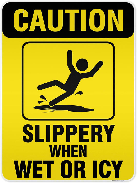 Caution Slippery When Wet Sign or ICY Sign, 36"x48" Aluminum Composite Reflective, Indoor/Outdoor Use, USA MADE By My Sign Center