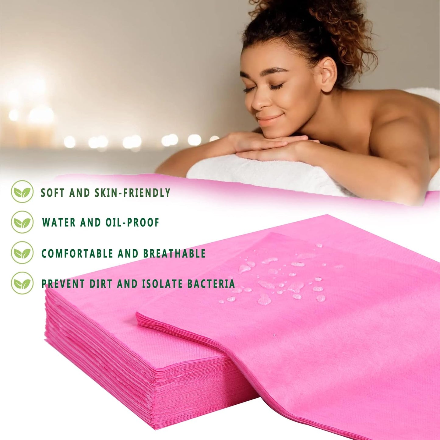 Disposable Bed Sheets 200 Pcs 31" x 71" Massage Table Sheets Non Woven Fabric SPA Bed Cover Breathable for Massage Beauty Tattoos(Pink)