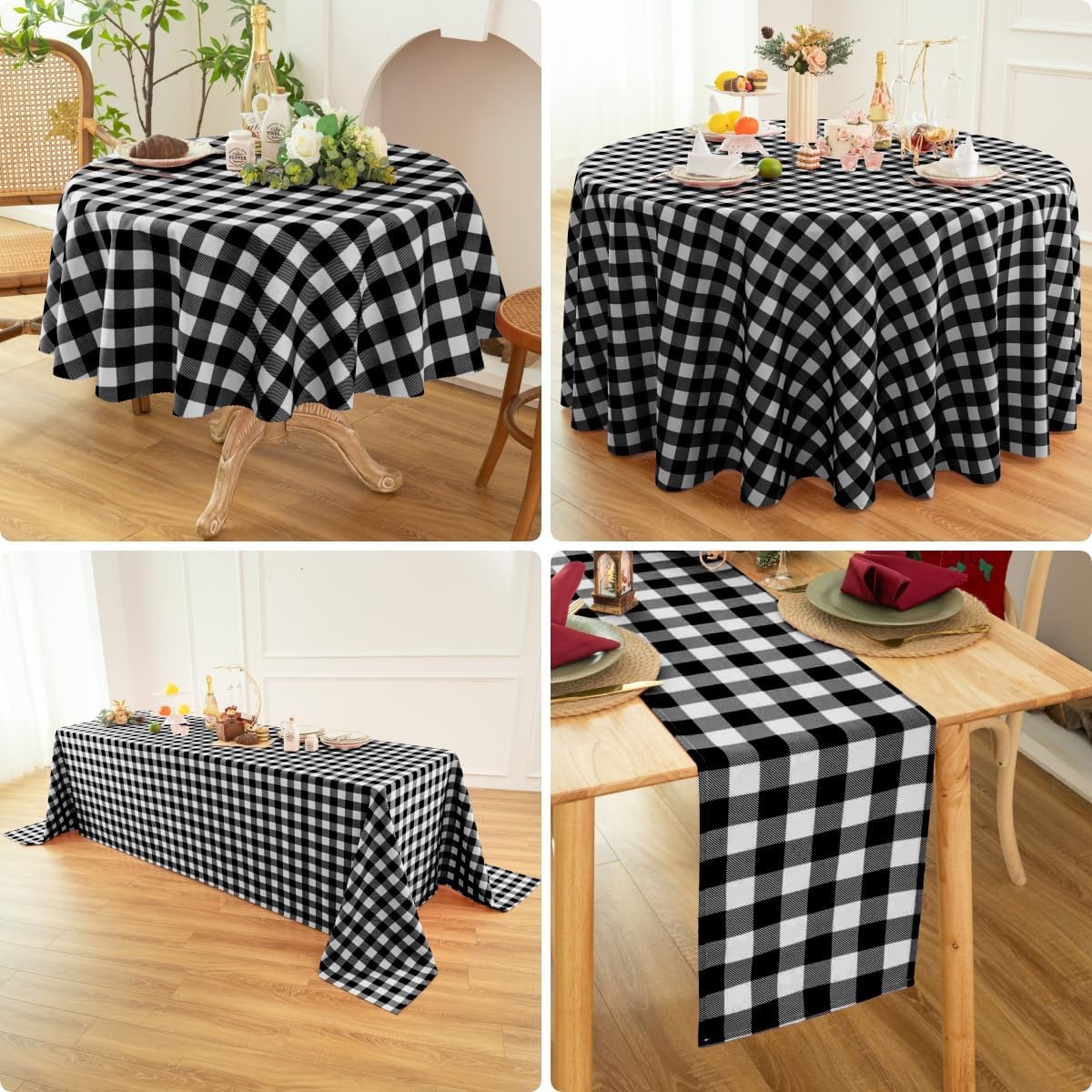 Classic Gingham Tablecloth Fabric - Oblong 58x120 Water Resistant Chequered Pattern Table Cloth for Indoor/Outdoor Use - Tabletop Cover for Birthday, Picnics, Gardens, and Parties