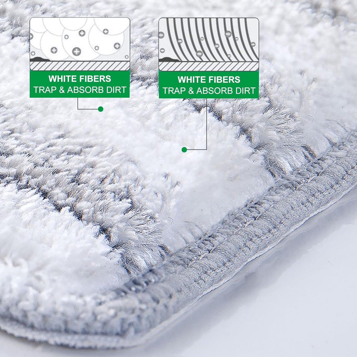 Flat Mop Pads, 3 Pack 13" X 4.9" Microfiber Mop Pad/Refill/Head, Mop Pads Washable Microfiber Squeeze Cleaning Mop Heads Replacement - White and Grey