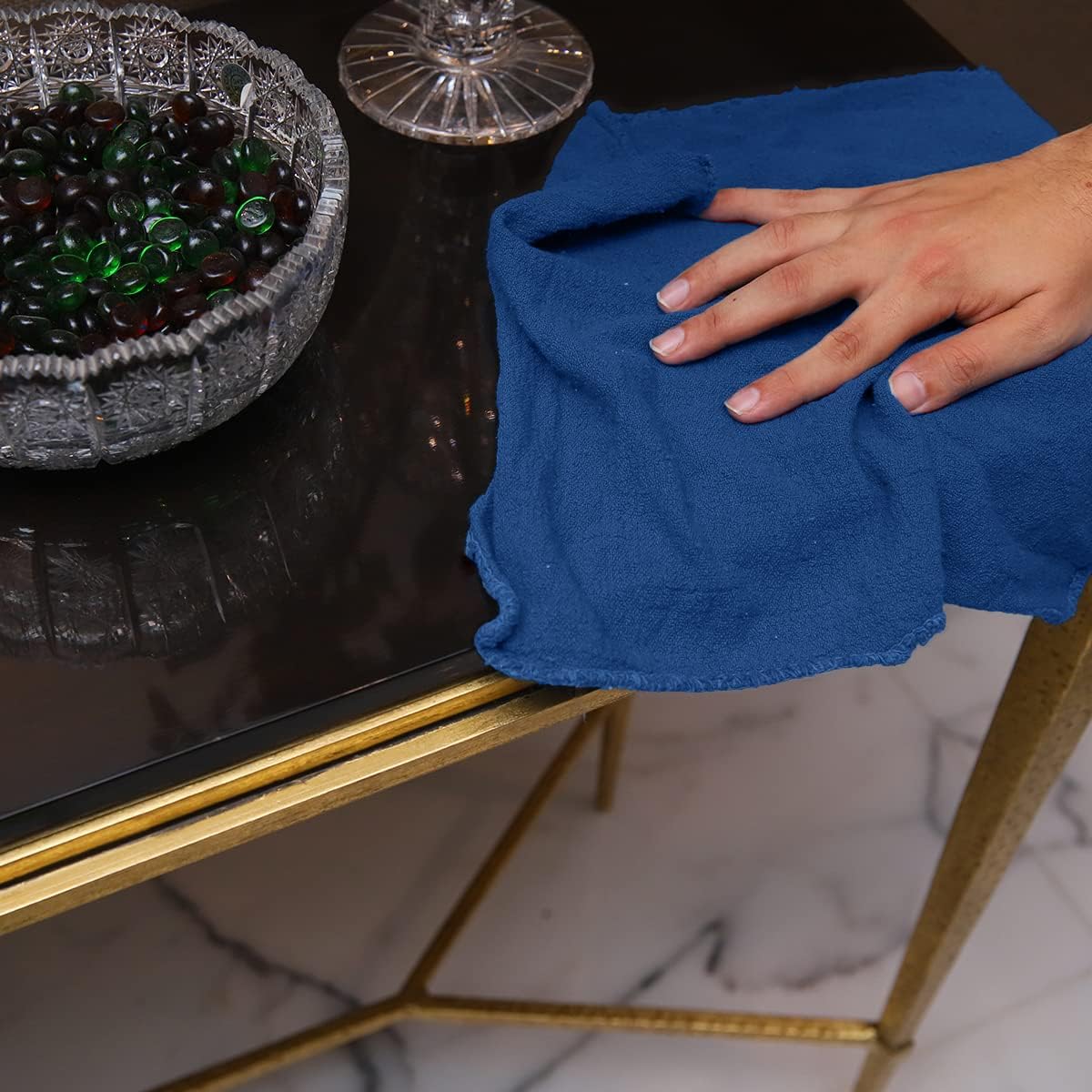 Avalon Towels Cotton Shop Rags – (Pack of 50) Size 12x14 Inches Cleaning Rags – Absorbent Shop Towels and Multipurpose Cleaning Towels for Automobiles, Industries, Garage and Homes (Blue)