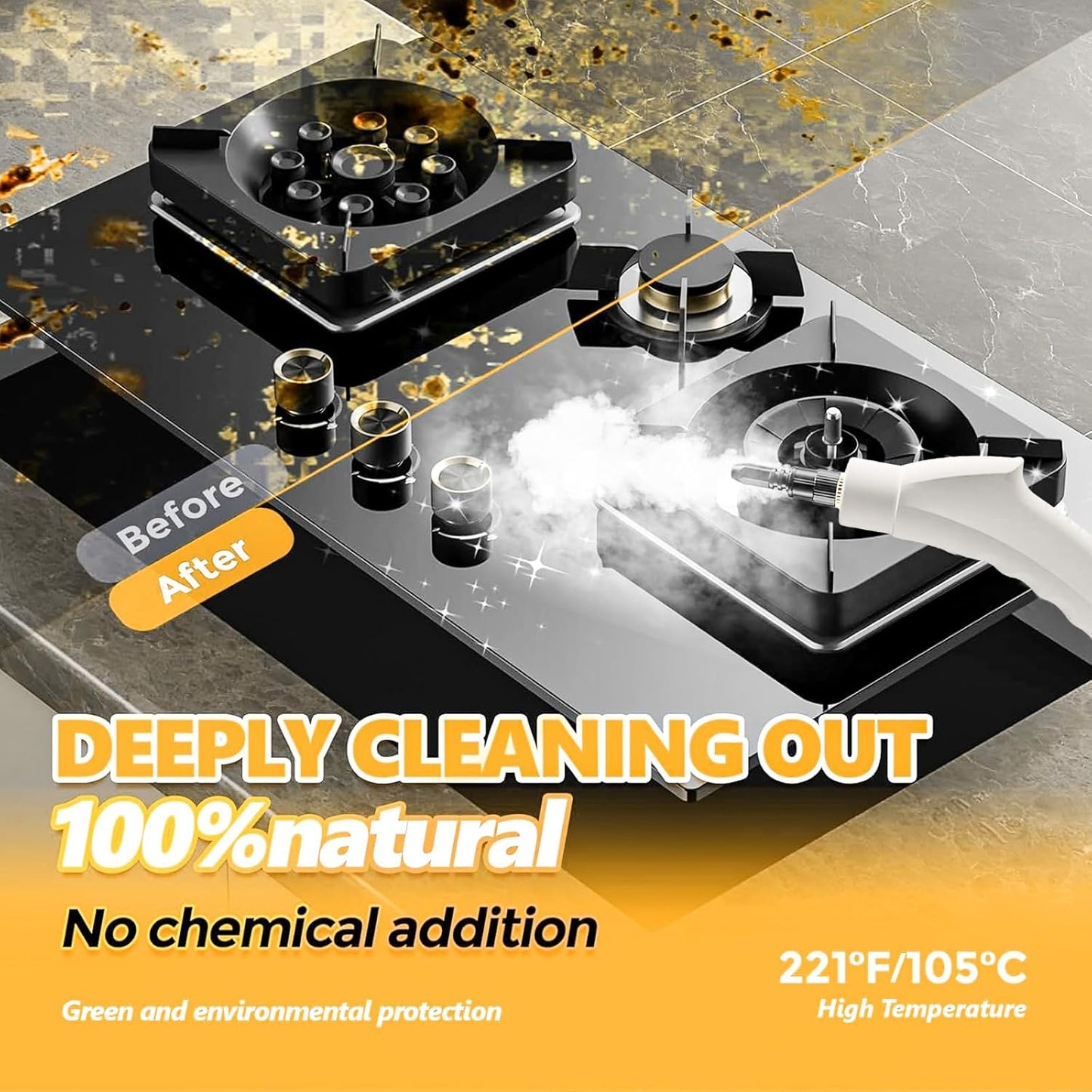 Handheld Steam Cleaner, 1000ml Water Tank, 15S Heat-up Time, Multipurpose Steamer for Home Use, Pressurized Steamer for Cleaning Floor, Upholstery, Grout and Car White