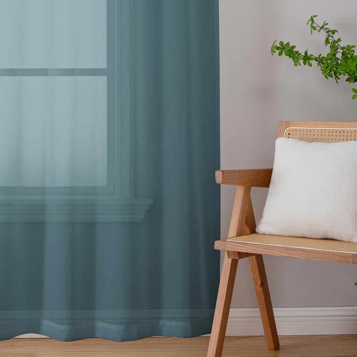 Chyhomenyc Stone Blue Sheer Curtains 72 Inch Length 2 Panels, Light Filtering Soft Airy Rod Pocket Voile Window Curtain Drapes for French Door Bedroom Living Room, Each 42Wx72L Inches