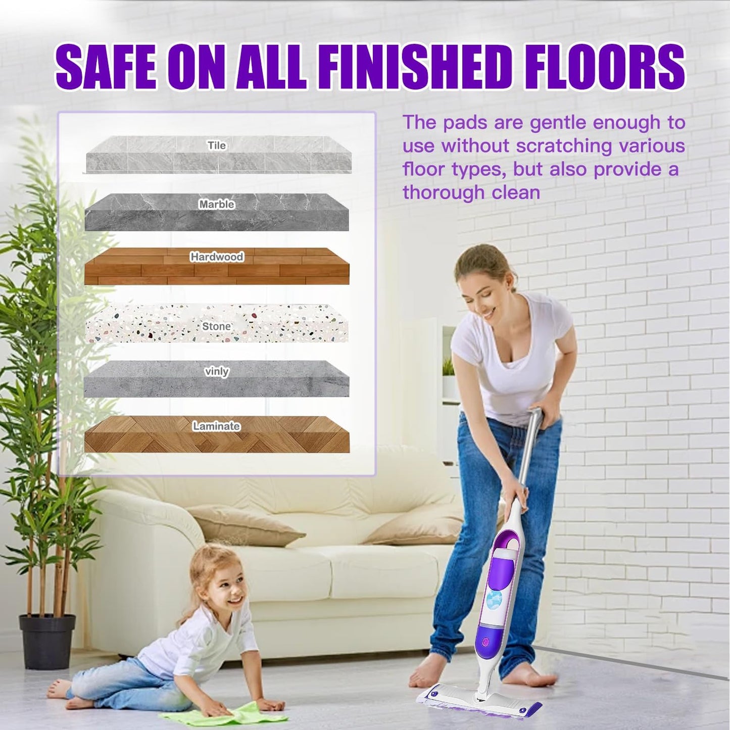 20 Count Power Mop Pads Refills for Swiffer PowerMop Multi-Surface Mopping Pad Disposable Replacement Mop Pads Compatible with Swiffer PowerMop,Safe on All Finished Floors.