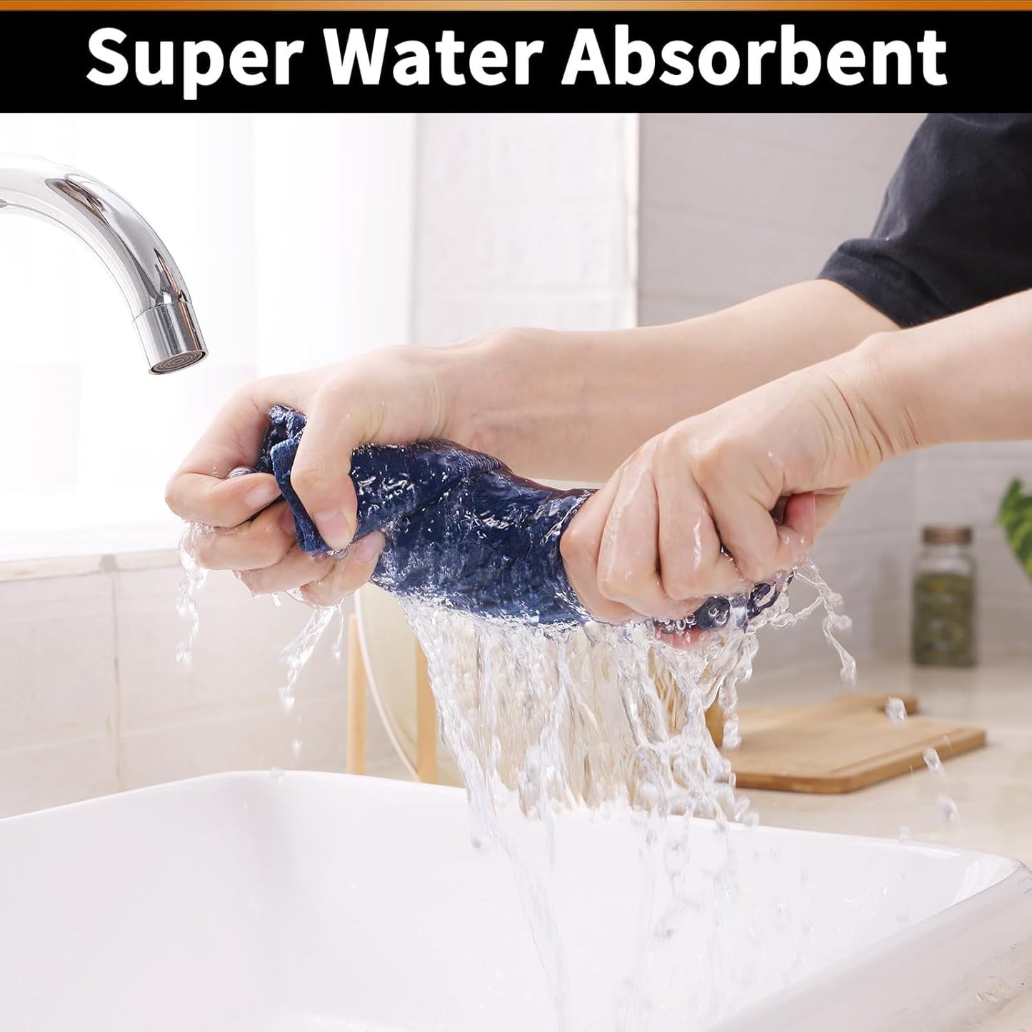 Homaxy 100% Cotton Waffle Weave Dish Cloths - 12 Pack Soft and Absorbent Dish Towels - 12 x 12 Inches Quick Dry Dish Rags - Navy Blue