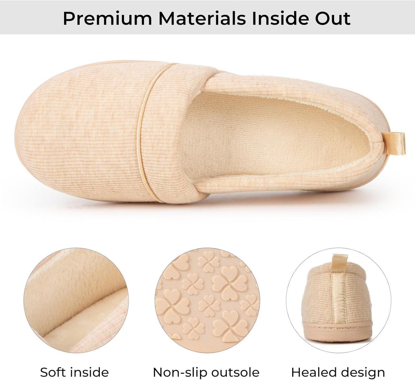 HomeTop Women's Comfy Loafer Slippers Lightweight Memory Foam Non-slip Indoor House Shoes