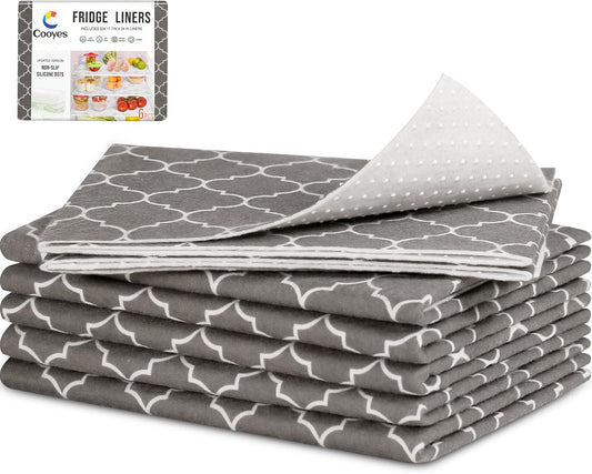 Cooyes 6 Pack Refrigerator Shelf Liners for French Door Fridge, 17.7" × 36" Extra Large, Non-Slip Fridge Mats Machine Washable, Refrigerator Drawer Liner for Glass Shelves Kitchen Cabinet