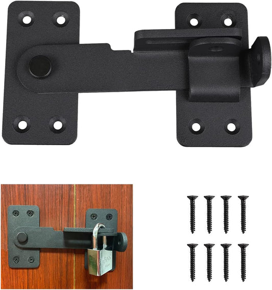 Flip Latch Lock,90 Degre Heavy Duty Gate Latch with Padlock Hole,Safety Door Bolt Latch Lock,Barn Door Lock Suitable for Wooden Fences,cabinets, bathrooms, Toilets, Windows, etc.