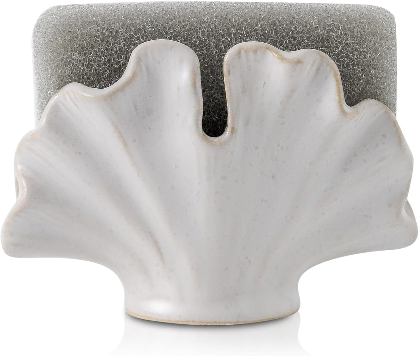 Ceramic Sponge Holder,Sponge Holder for Kitchen Sink,Compact Sink Caddy Organizer-Scouring Pad and Dish Sponge Holders,Farmhouse Kitchens Decor Cute Kitchen Gadgets Accessories(White)