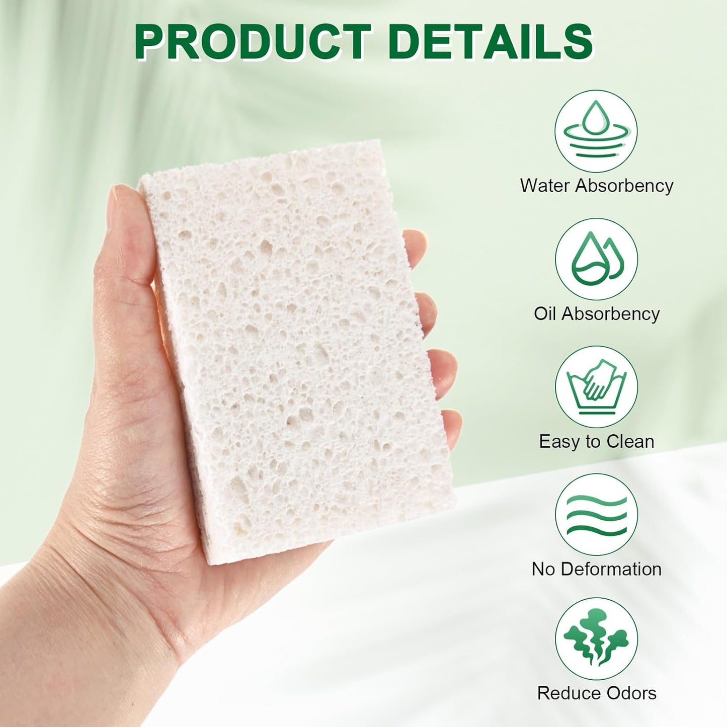 12-Pack Kitchen Sponges, Condense Eco Cellulose Non-Scratch Scrub Heavy Sponge for Kitchen/Household/Bathroom, Clean Tough Messes Dish Scrubber [White]