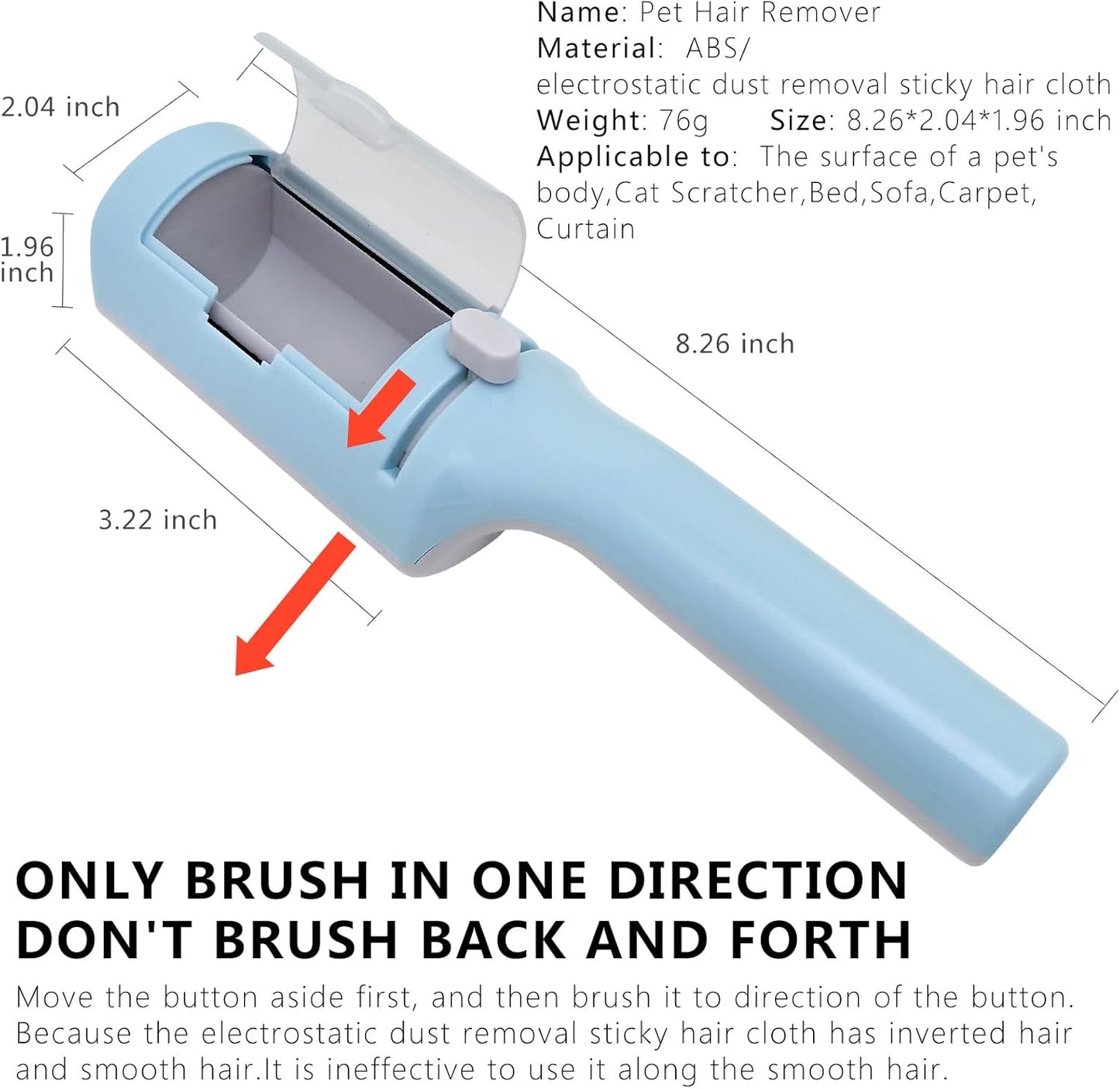 3 Packs Pet Hair Remover Roller Lint Brush and Reusable Lint Roller Dog & Cat Hair Remover for Rug, Furniture, Couch, Car, Carpet, Clothes and Bedding Multi-Surface Fur Removal Tool