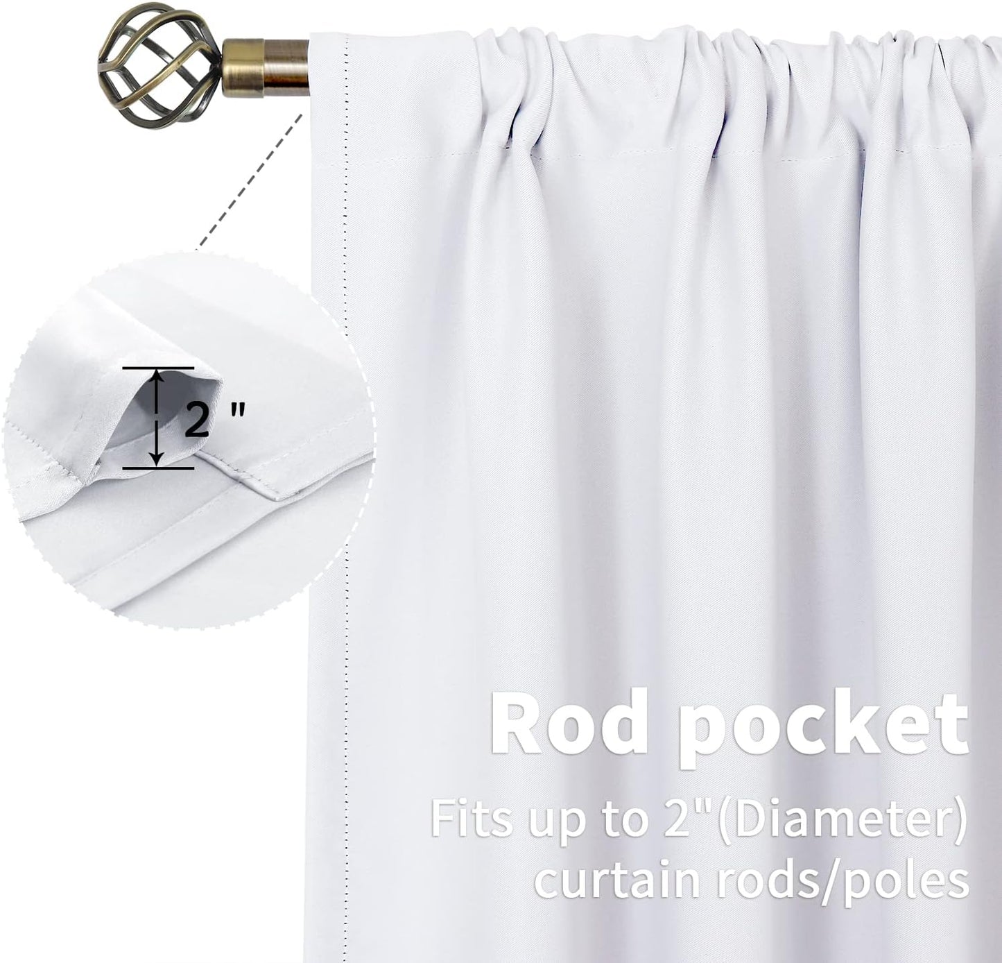 BGment White Short Curtains 30 Inches Length for Small Window - Rod Pocket Privacy Drapes for Kitchen Over Sink Bathroom Basement Cafe, 2 Panels, 42 x 30 Inch