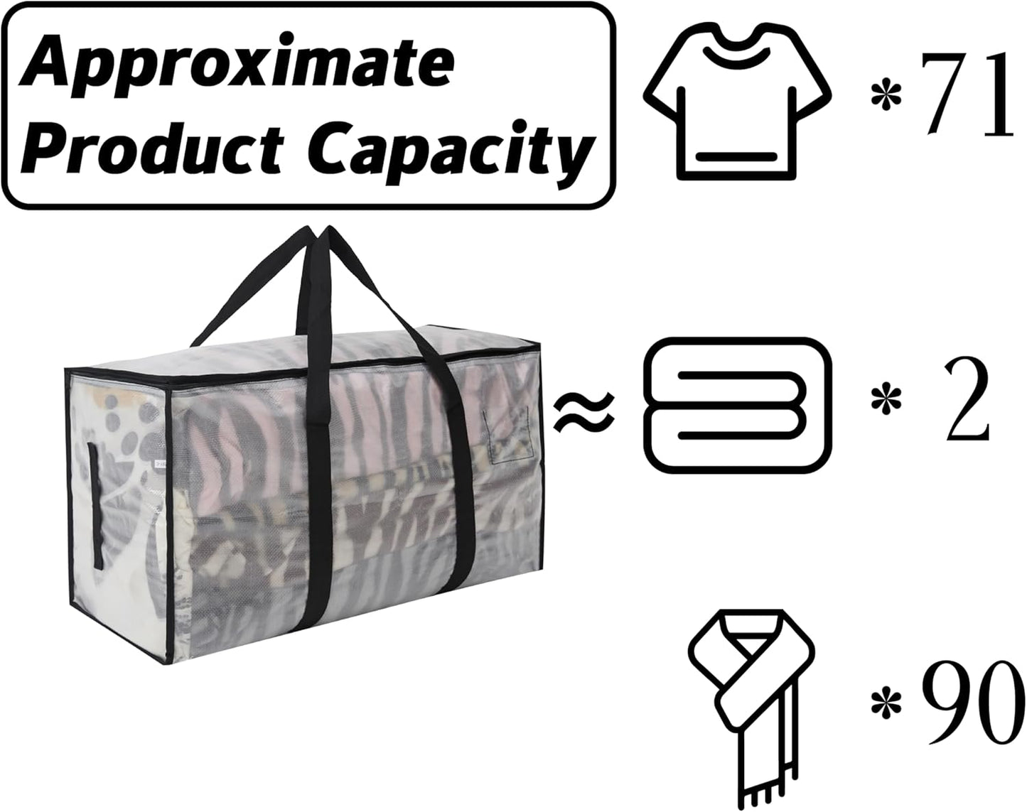 Heavy Duty 93L (24.5 Gallon) Stackable Storage Bins with Fully Openable Lids, Moving Bags Heavy Duty, Clear Plastic Totes for Moving Storage, Home Organization, Closet, Dorm Room. 4 Pack